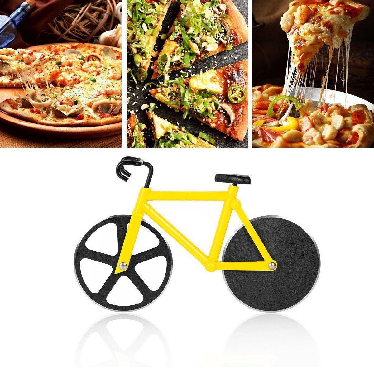 Bicycle Pizza Cutter (1 Pc): Stainless Steel, Unbreakable Handle - Springkart 