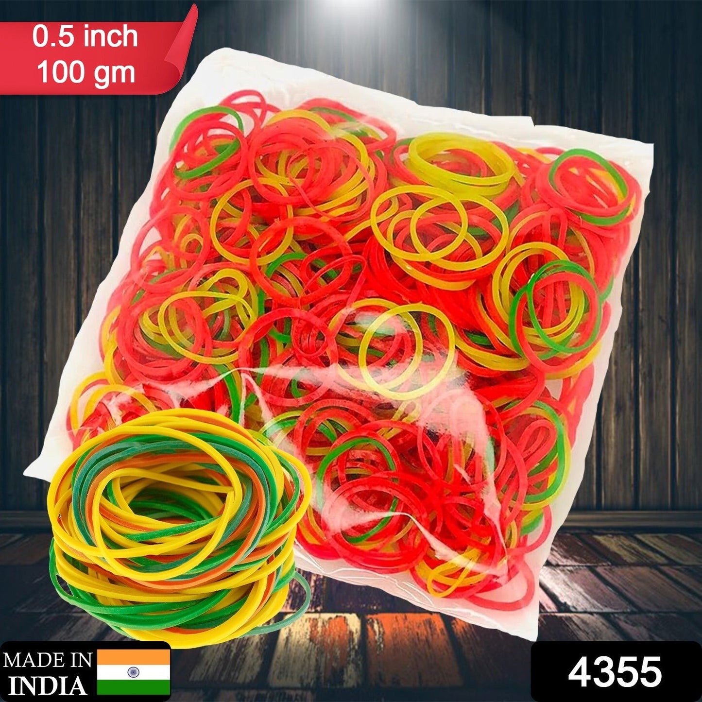 Multicolor Rubber Bands (Elastic & Reusable, Office & Home / 0.5 Inch 100GM) - Springkart 