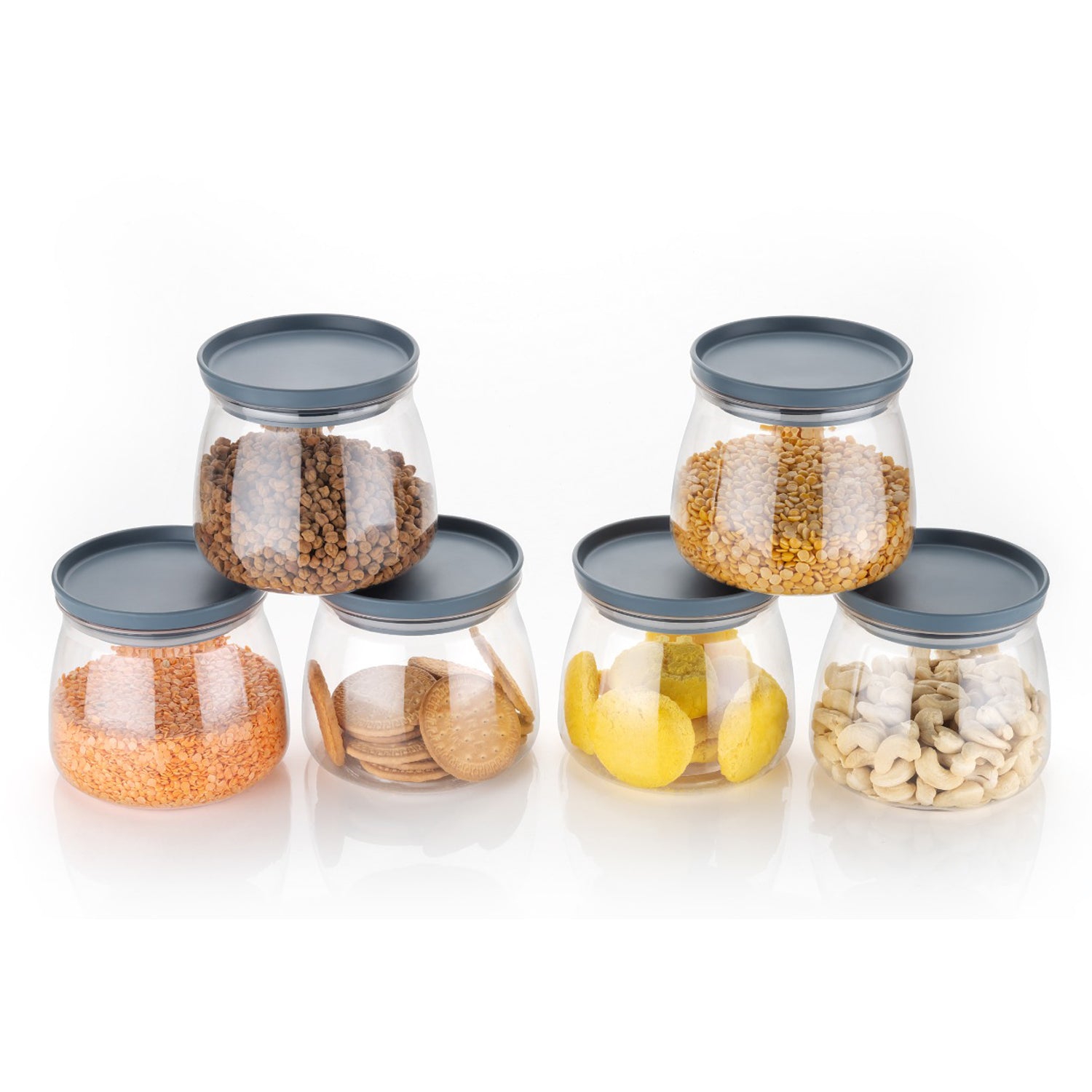 Matka Shaped Jar with Air Tight & Leak Proof Lid (Multicolour) (Set of 6) (900Ml) - Springkart 