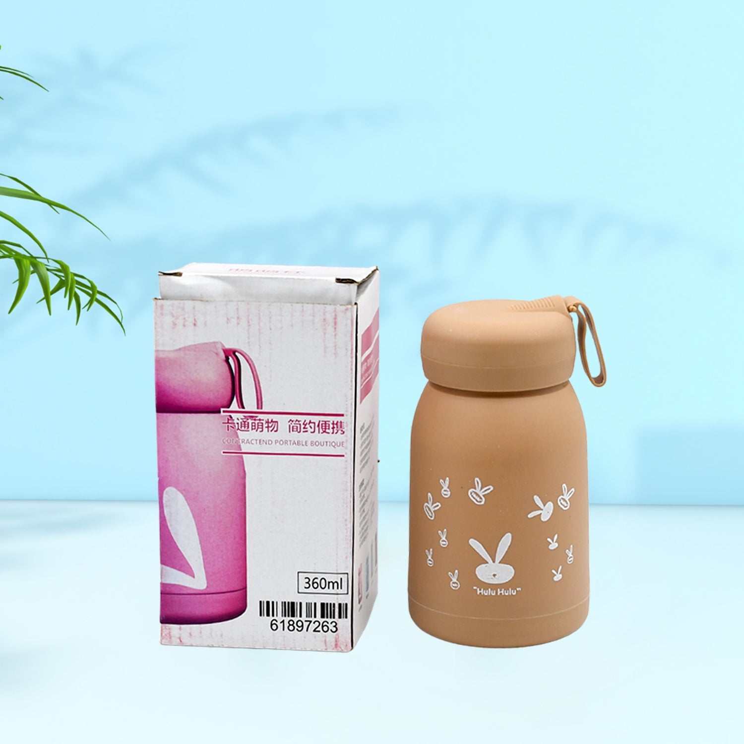 Cute water bottle for kids - 330 ml Cute Bunny Water Bottle | Cute Rabit Print Water Bottle for Boys and Girls | Kids Return Gift | Water Bottle Sipper | Insulated Water Bottle (MOQ :- 100 Pc) - Springkart 