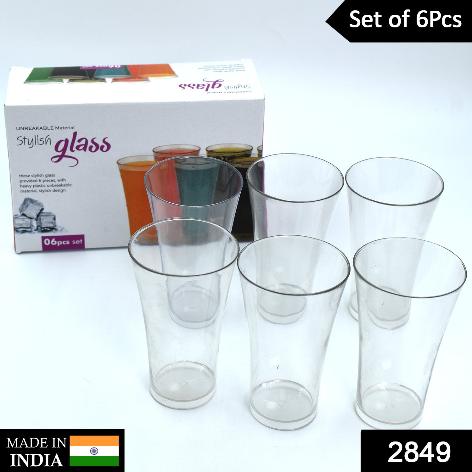 Drinking Glass Juice Glass Water Glass Set of 6 Transparent Glass - Springkart 