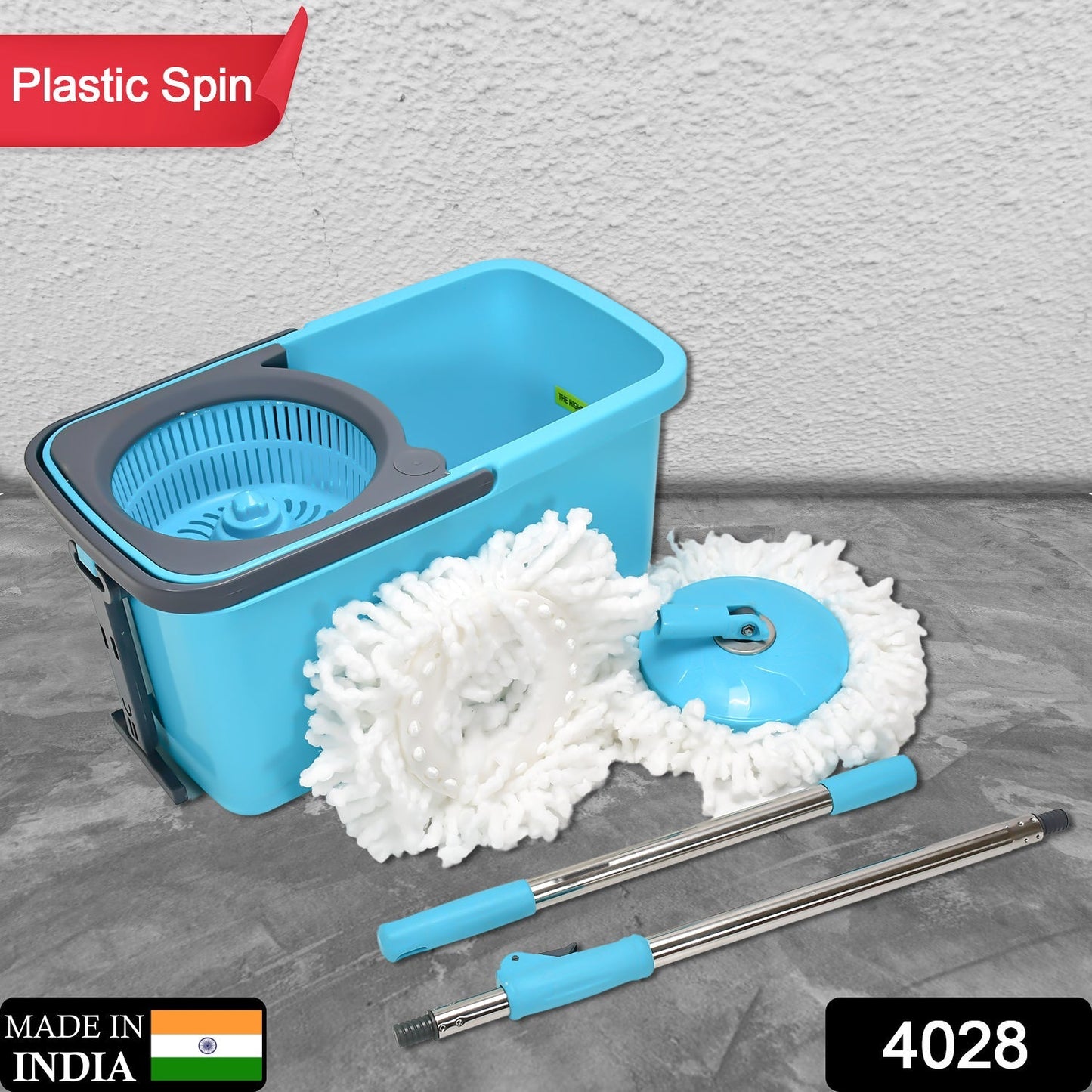 Quick Spin Mop Plastic spin, Bucket Floor Cleaning, Easy Wheels & Big Bucket, Floor Cleaning Mop with Bucket - Springkart 
