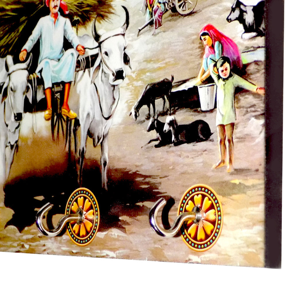 Decorative Wooden Landscape Art with Hooks for Wall Hanging - Springkart 