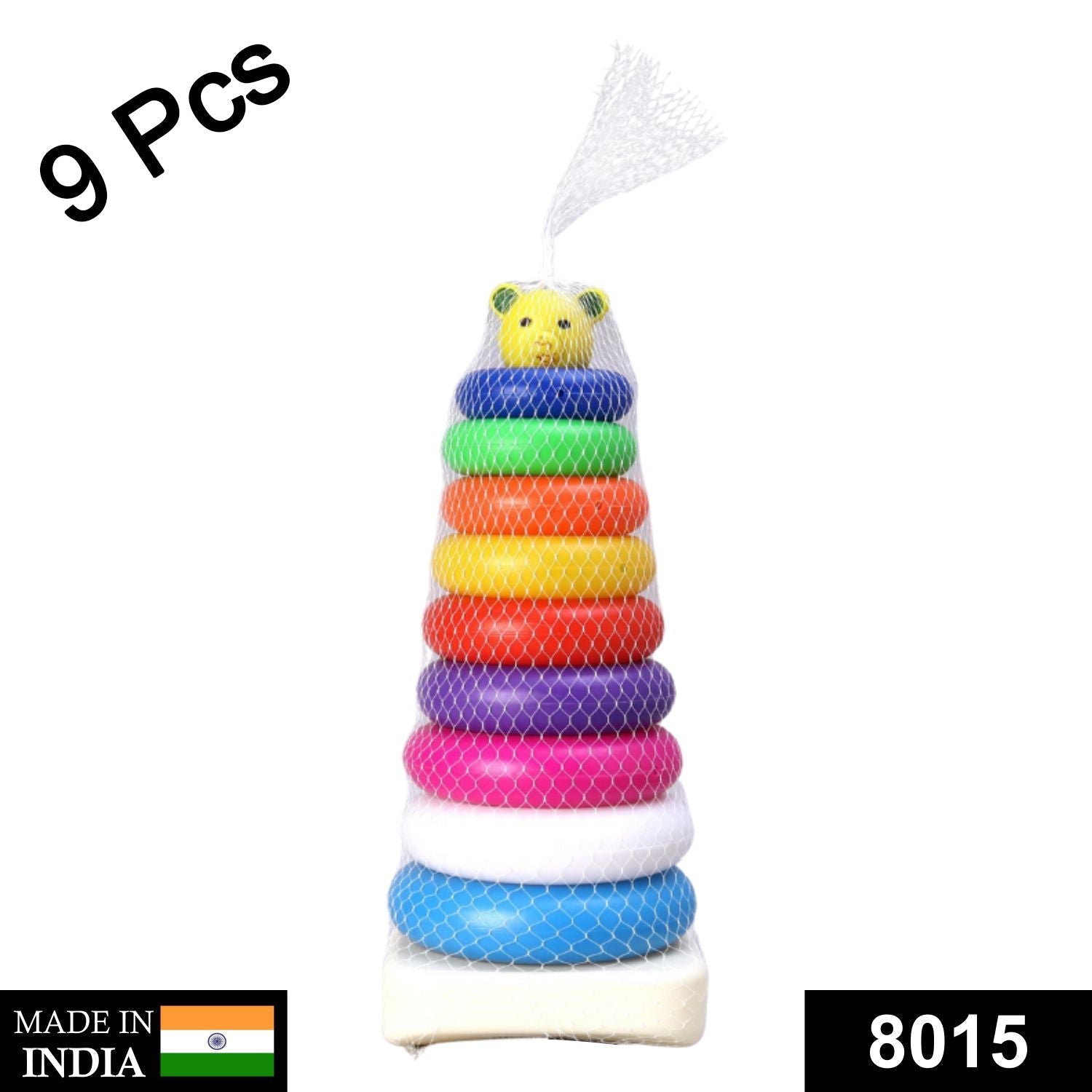 Plastic Baby Kids Teddy Stacking Ring Jumbo Stack Up Educational Toy 9pc - Springkart 