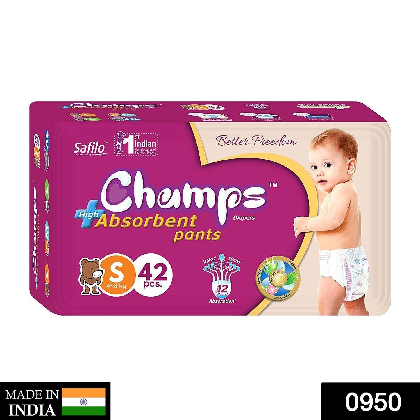 Premium Champs High Absorbent Pant Style Diaper (Small Size / 42 Pcs) - Springkart 