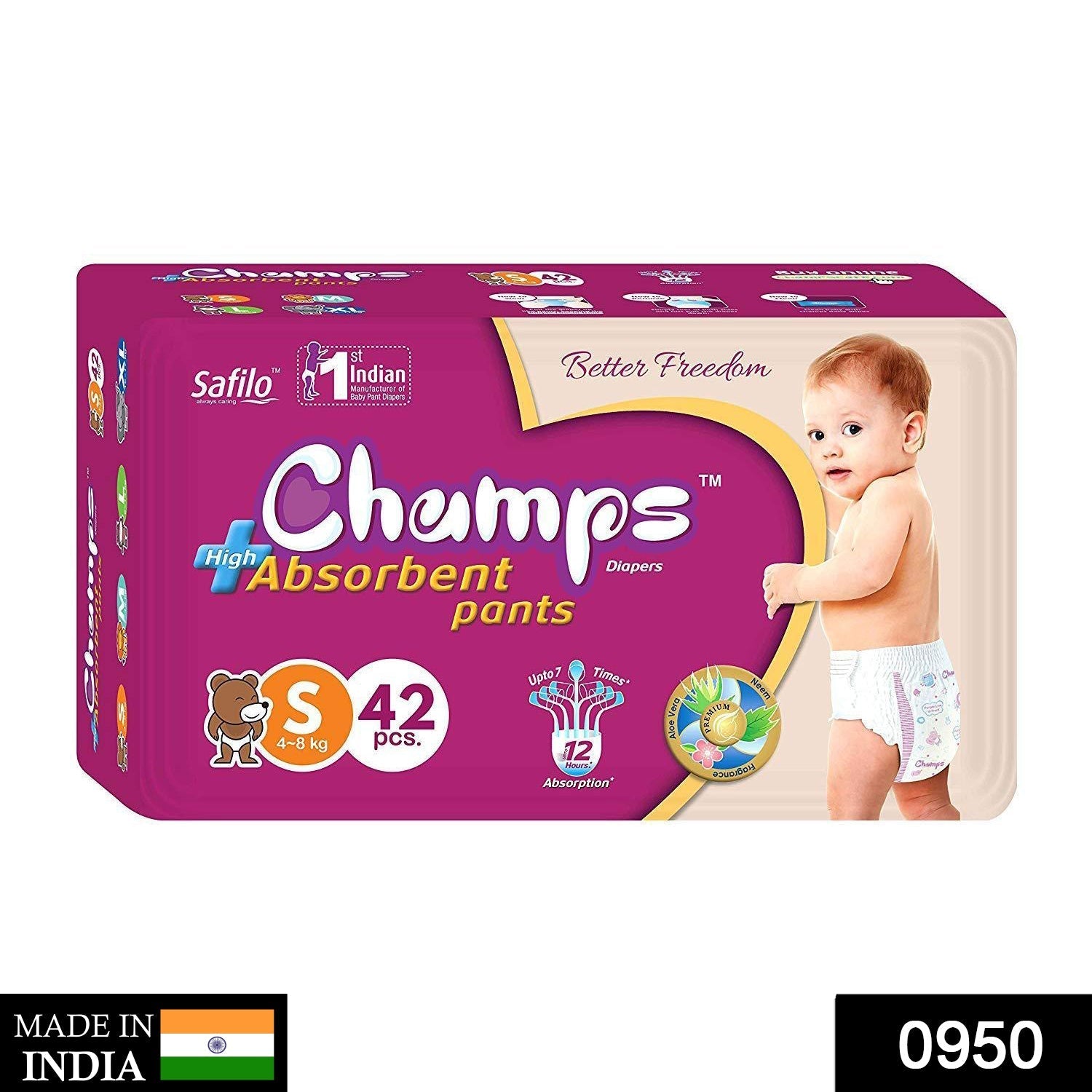 Premium Champs High Absorbent Pant Style Diaper (Small Size / 42 Pcs) - Springkart 