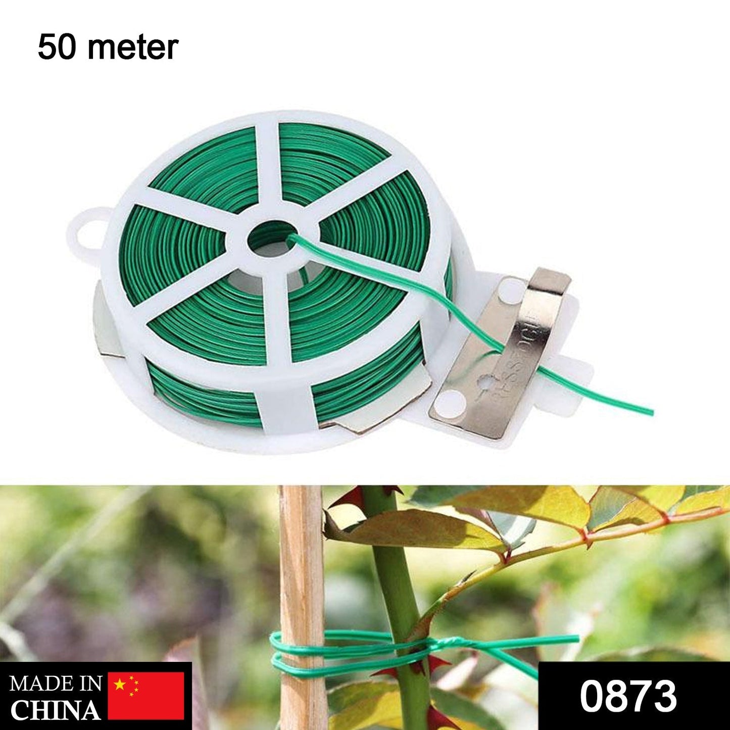 Plastic Twist Tie Wire Spool With Cutter For Garden Yard Plant 50m (Green) - Springkart 