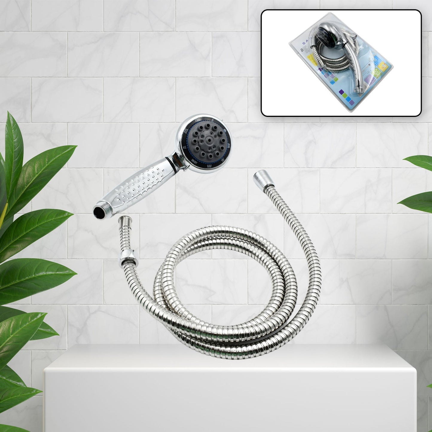 Shower Head and Stainless Steel Hose Multi-Function Plastic High Pressure Shower Spray for Bathroom - Springkart 