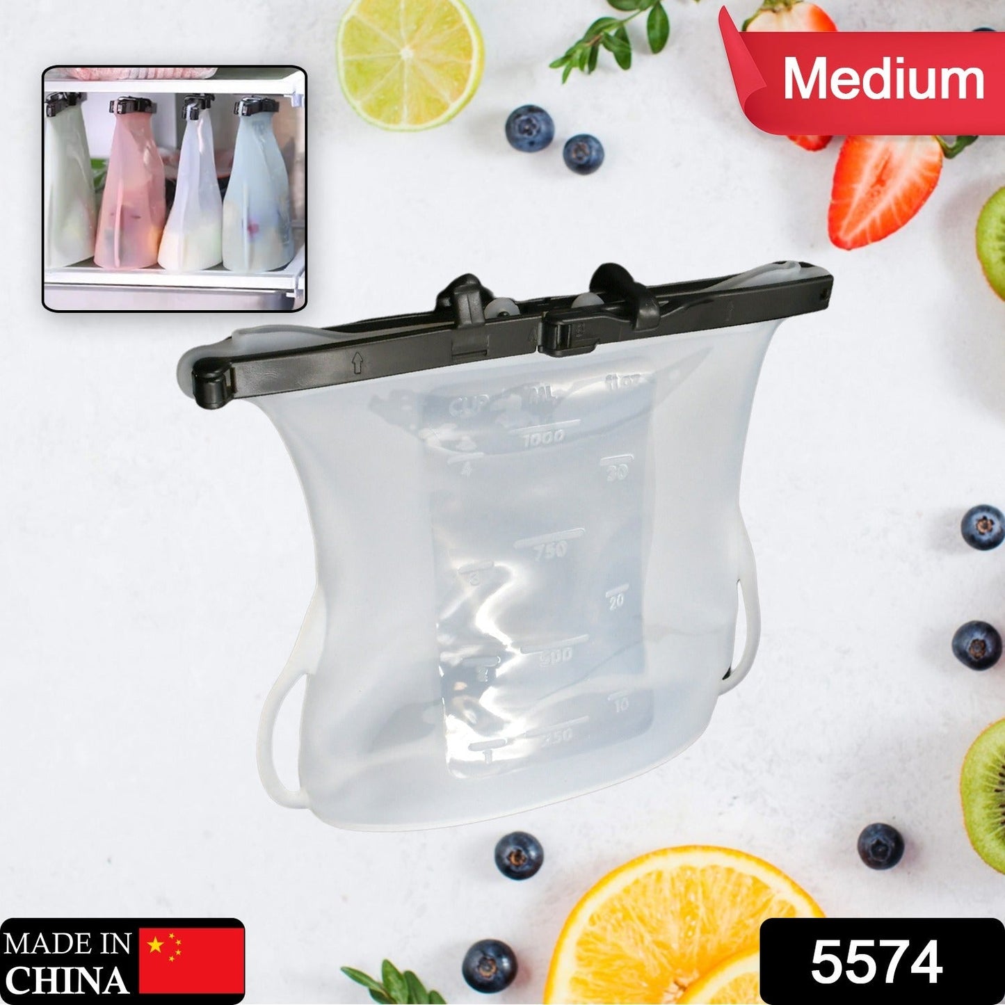 Reusable Silicone Food Storage Bag Set Leakproof Lock Reusable Flat Bottom Freezer Bags, Sandwich Bags, Silicone Food Grade Kids Snack Bags, BPA Free Microwave Dishwasher Safe (1 Pc) - Springkart 