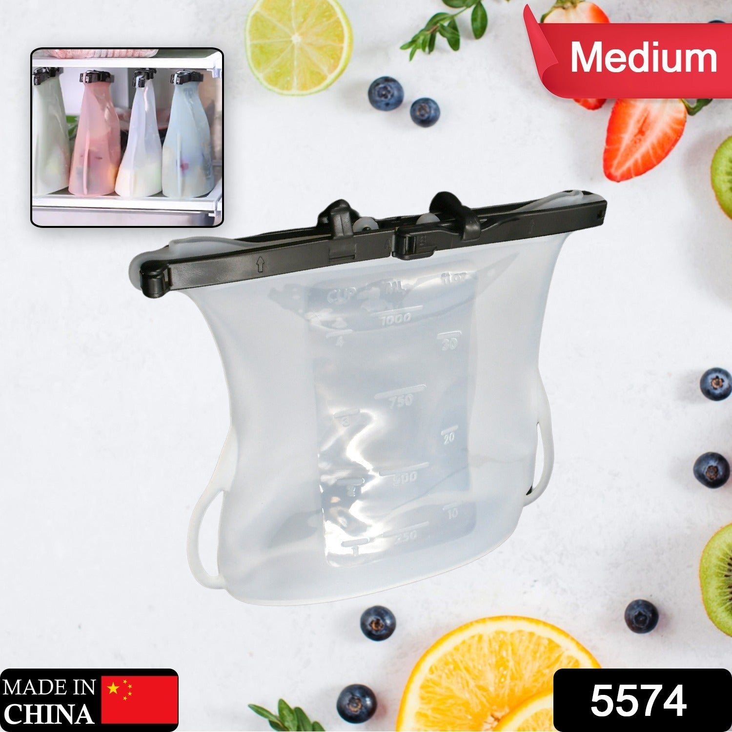 Reusable Silicone Food Storage Bag Set Leakproof Lock Reusable Flat Bottom Freezer Bags, Sandwich Bags, Silicone Food Grade Kids Snack Bags, BPA Free Microwave Dishwasher Safe (1 Pc) - Springkart 
