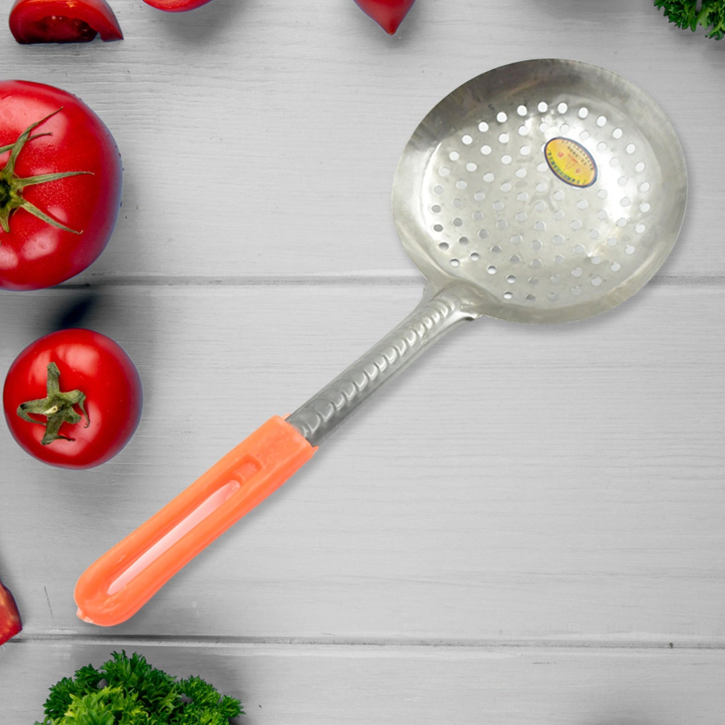 Colander Spoon, Non Slip Hand Polished Thickened Hot Pot Spoon for Kitchen for Restaurant, Stainless Steel Cooking Colander Skimmer Slotted Spoon Kitchen Strainer Ladle with Long Handle for Kitchen Cooking Baking (35 Cm) - Springkart 