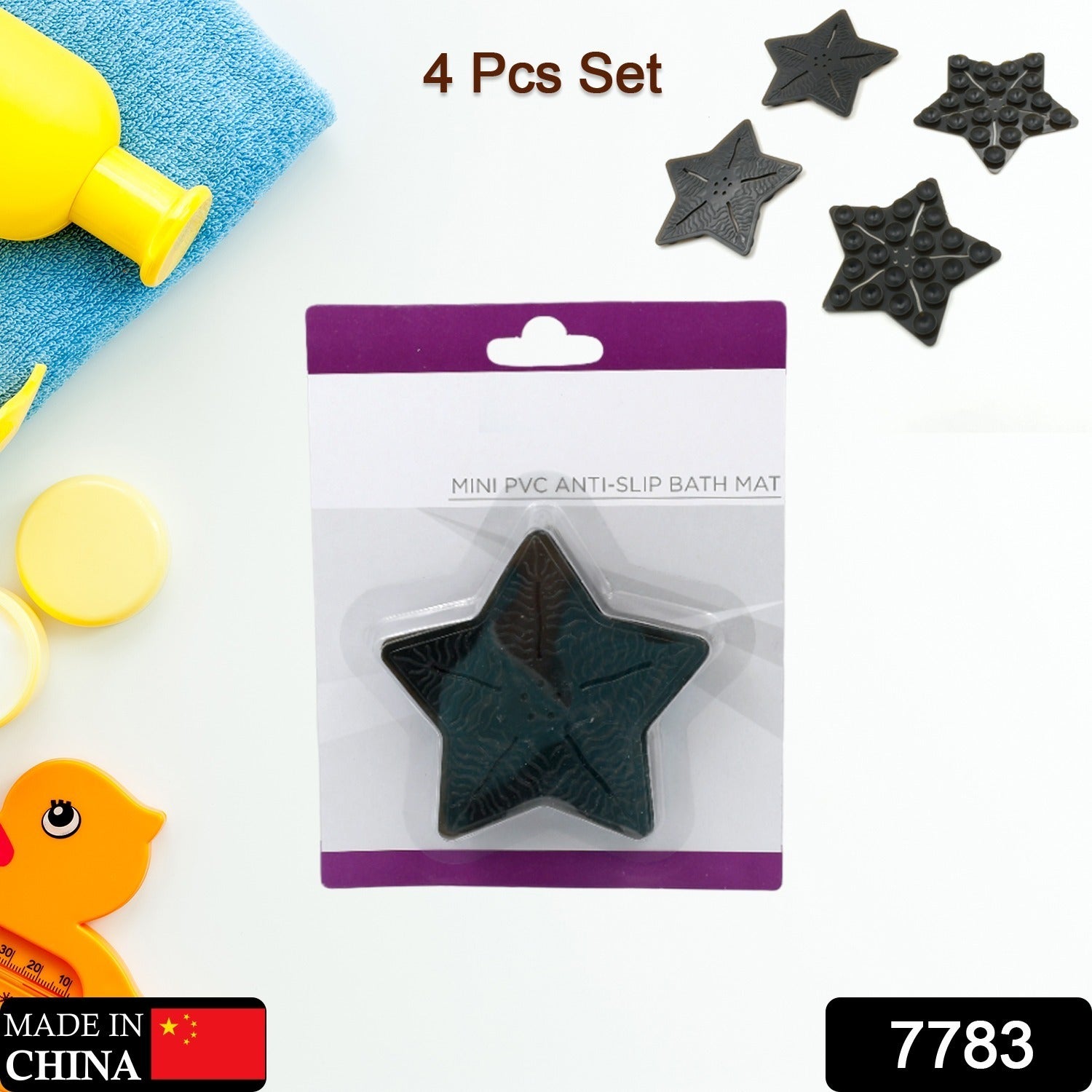 Mini Pvc Anti-Slip Bat Mat Non Slip Baby Bath Mats, Mini Child Safety Anti Slip Shower Mats Star Shaped for Kids (4 pc Set) - Springkart 