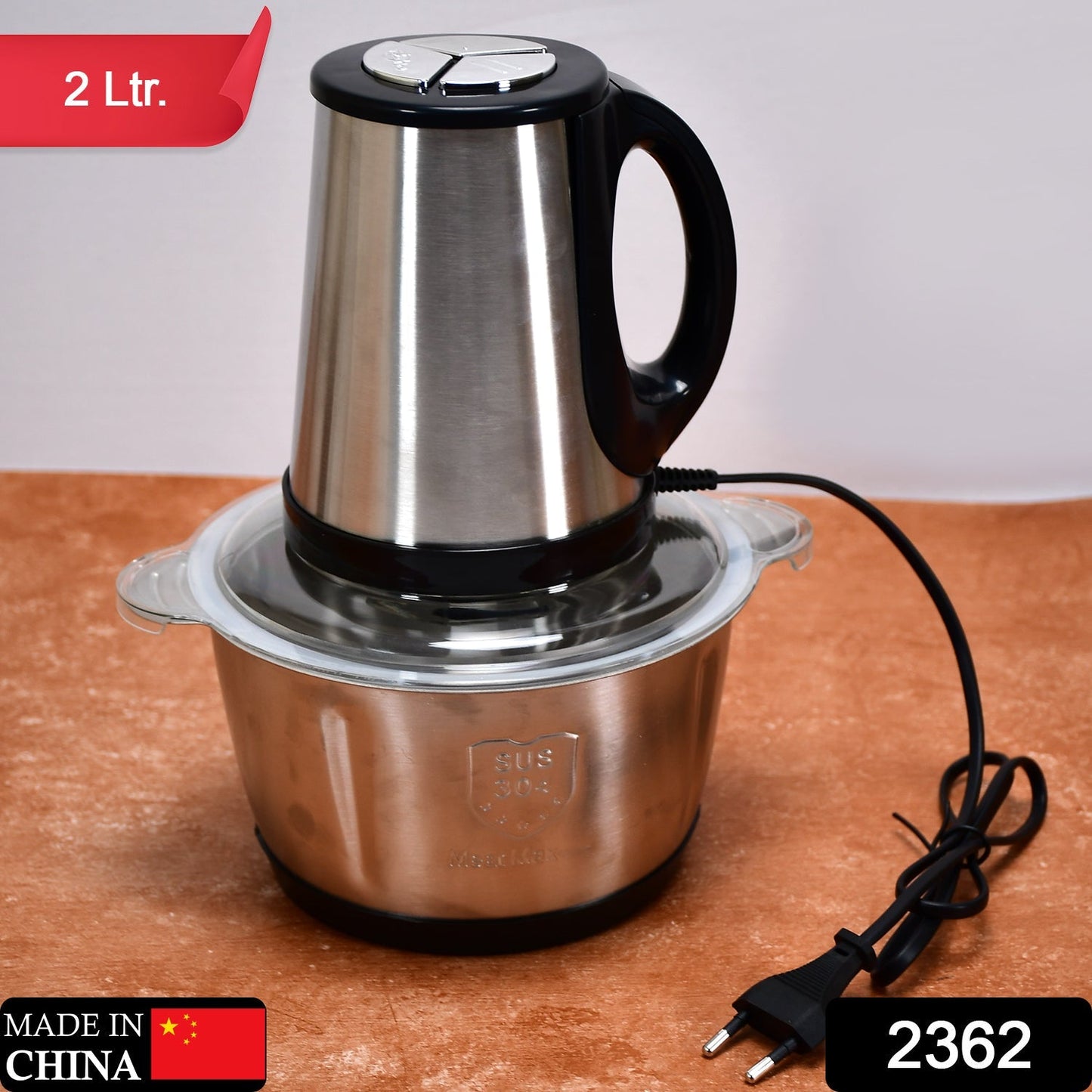 STAINLESS STEEL ELECTRIC MEAT GRINDERS WITH BOWL HEAVY FOR KITCHEN FOOD CHOPPER, MEAT, VEGETABLES, ONION , GARLIC SLICER DICER, FRUIT & NUTS BLENDER (2L, 250WATTS) - Springkart 