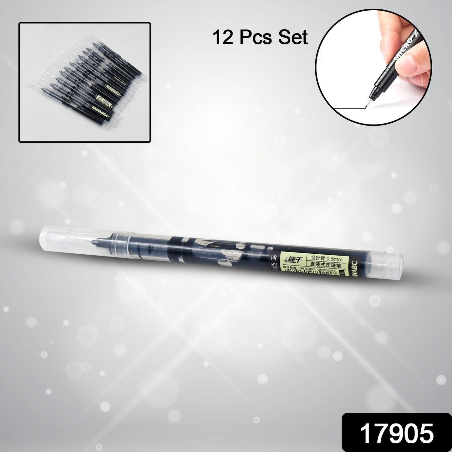 Large Black Roller ball Pens / Gel Pen Set Drawing Writing Pen 0.5 mm (12 Pcs Set) - Springkart 