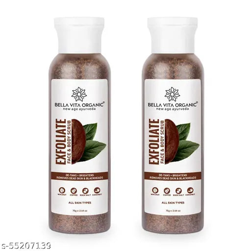Bella Vita organic EXFOLIATE Coffee Face & Body Scrub For Skin Brightening - 75 g (Pack of 2) - Springkart 