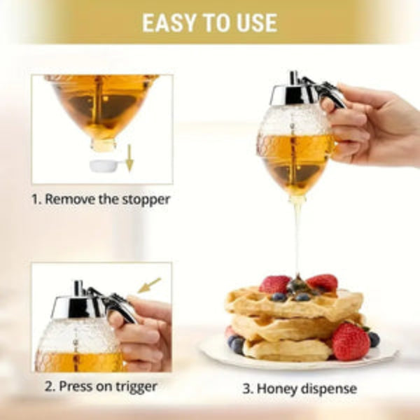 Beehive Style Honey Dispenser with a Stand, Suitable for Syrups, Sauces, And Condiments, Kitchen Tool for Olive Oil, Chocolate, And Sweetened Condensed Milk