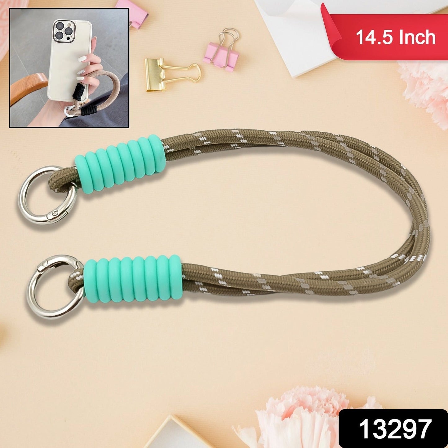 Multipurpose Two Sided Adjustable Hand Wrist Strap Lanyardwith Cellphone, Phone Strap (1 Pc / 14.5 Inch / Multicolor) - Springkart 