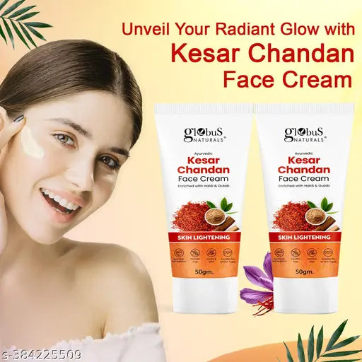 Globus Naturals Daily Glow Kesar Chandan Face Cream with SPF, Skin Lightening Formula For All Skin Types, 50 gm (Pack of 2)