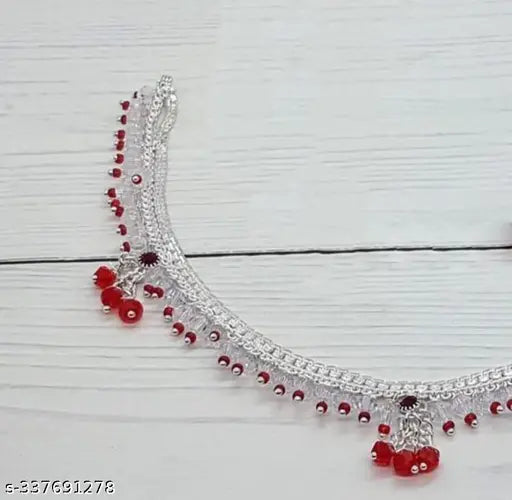 S A red crystal beautiful anklet