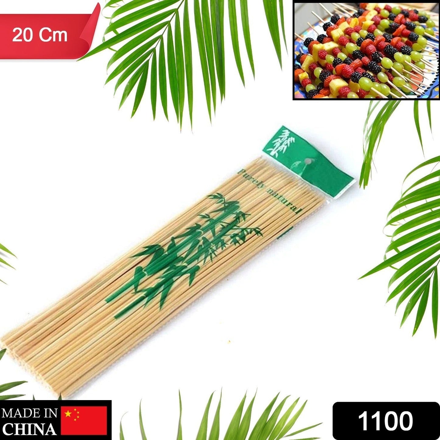 Camping Wooden Color Bamboo BBQ Skewers Barbecue Shish Kabob Sticks Fruit Kebab Meat Party Fountain Bamboo BBQ Sticks Skewers Wooden (20cm) - Springkart 
