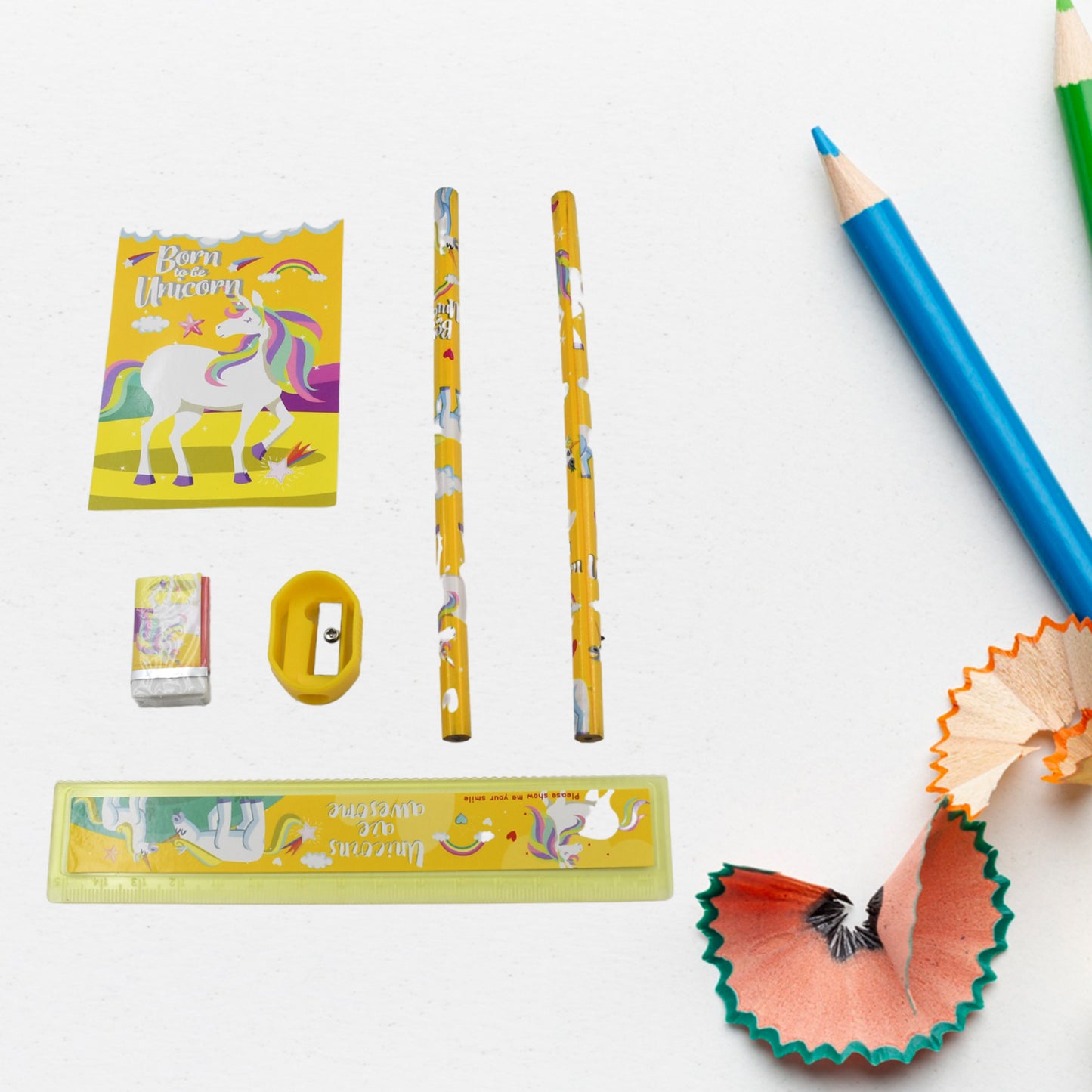 4599 6 Pc Set Stationary Set Including Pencil Ruler Rubber Pencil Sharpener School Office Product Gift - Springkart 