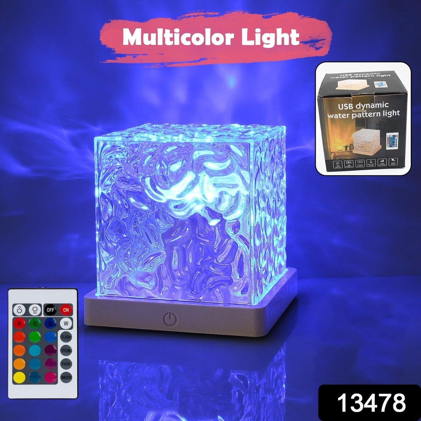 Dynamic Rotating Water Ripple Night Lamp With Remote - Springkart 
