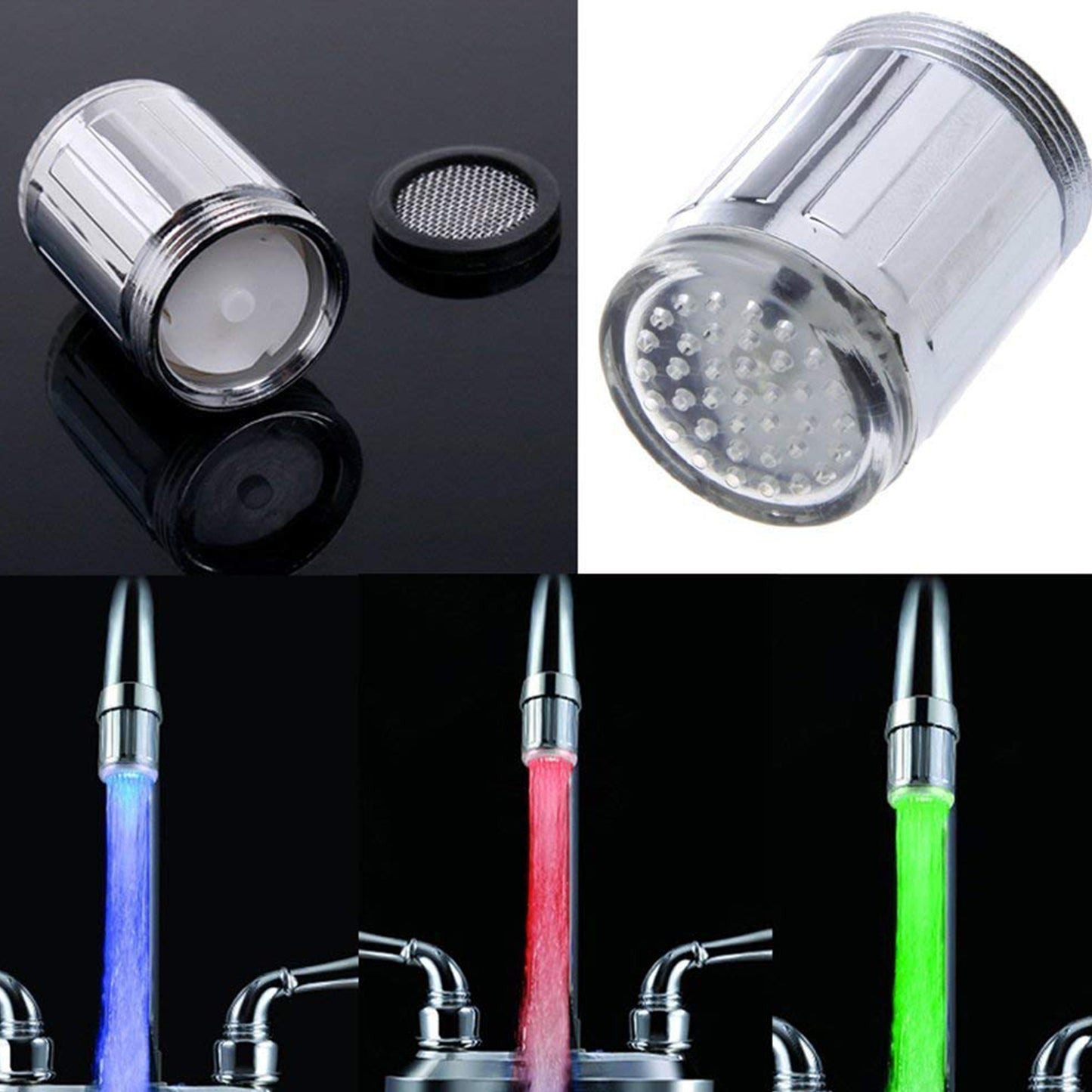 Multi Colors Changing Led Light Stream Faucet Tap Adapter (1 Pc) - Springkart 