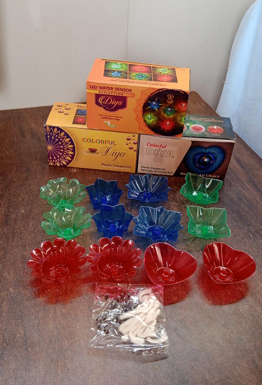 Magical Reflection Diya Set with 6 Attractive Design Cup Set Of 12 Pieces - Springkart 