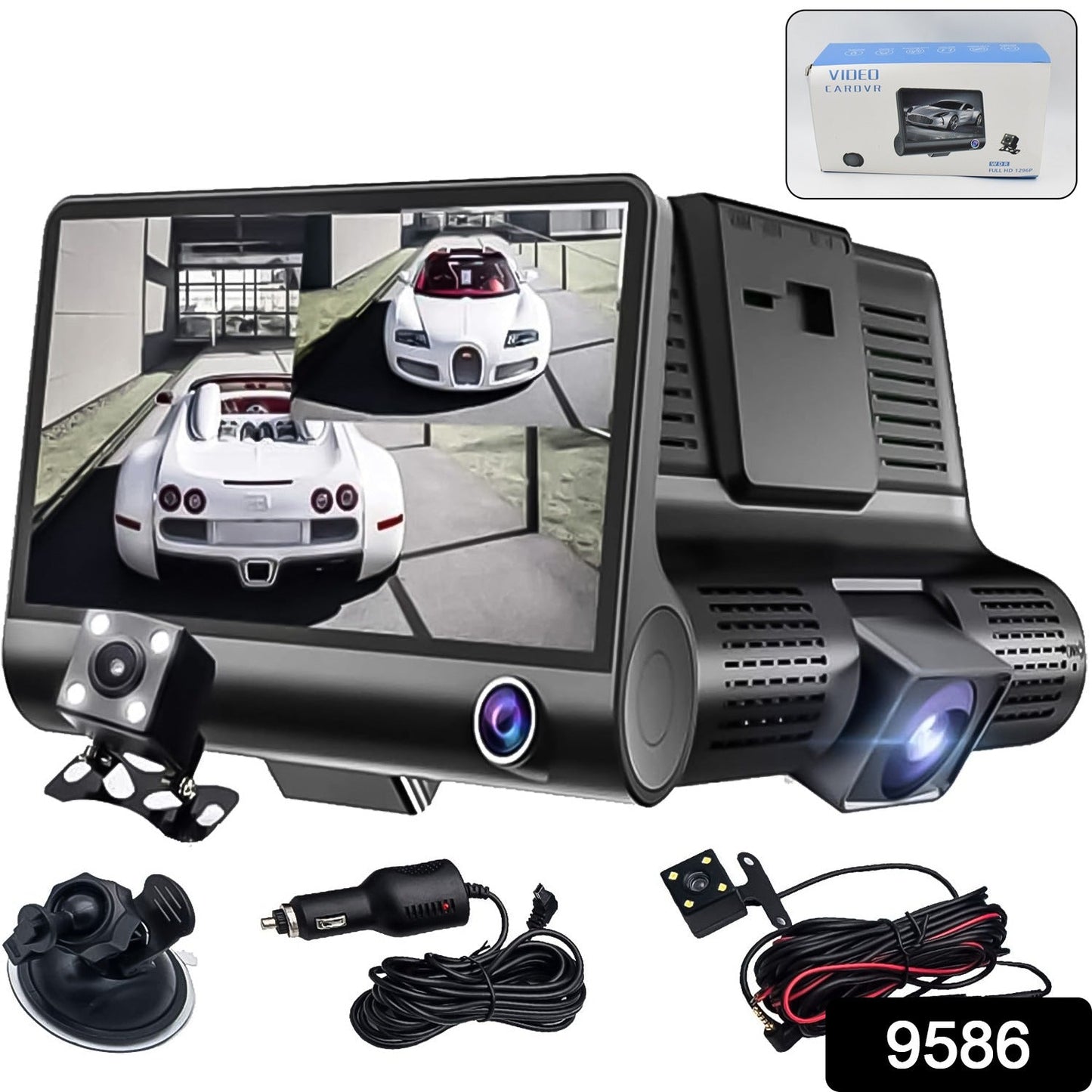 Dual Car DVR Dashboard Full HD Front and Rear Camera for Cars, Loop Recording, 4 HD Display, G-Sensor, Recording (1 Pc) - Springkart 