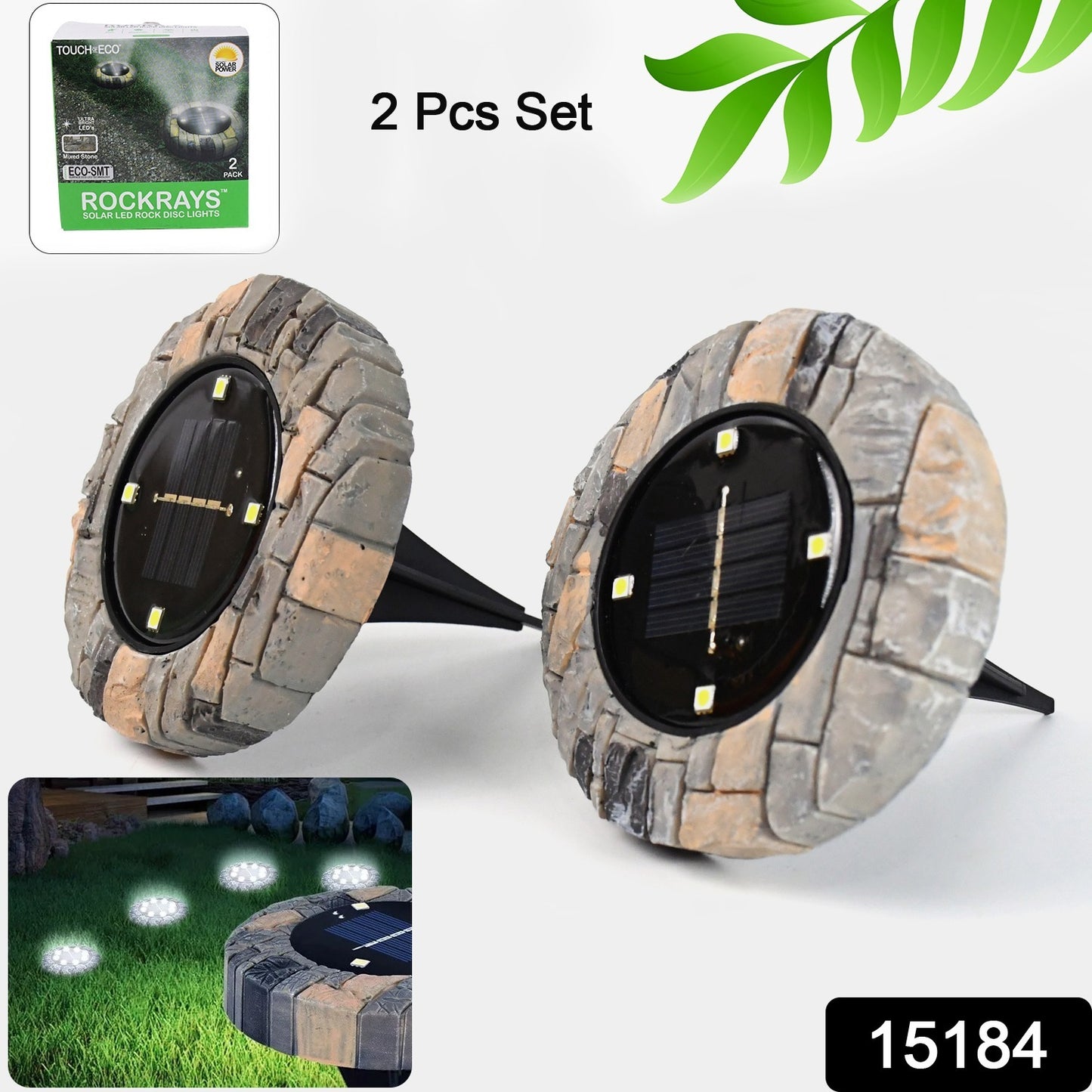 Disk Lights Slate Heavy Duty Outdoor Solar Pathway Lights 4 Led (2 Pc) - Springkart 