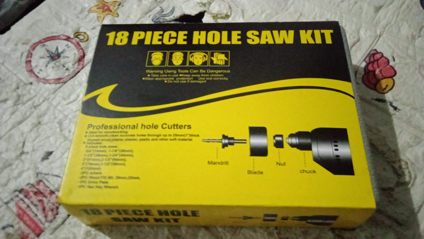 Drill Hole Cutter, Carbon Steel High Accuracy Incisive Hole Saw for Cutting PCV for Cutting Plastic for Cutting Wood Hole Saw Kit (18 Pcs Set) - Springkart 
