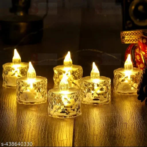 Acrylic Flameless (Acrylic - 12 Pcs)& Smokeless Decorative Candles Led