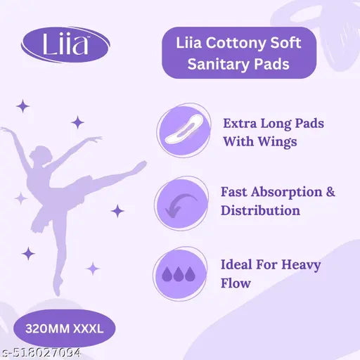 Extra Dry & Soft Antibacterial Sanitary Pads (100% leakage Proof Sanitary Napkins ) (Size - 320mm | XXXL) (1 Packet) (Total 40 Pads)