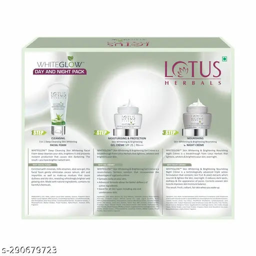 Lotus Herbals Whiteglow Day And Night Pack with Free Face Wash | 220g