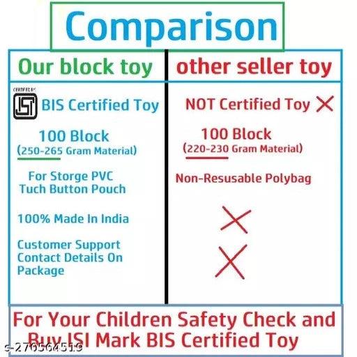 Block High Quality Building Blocks 100 Piece Colourful Indoor Construction Brick Block Toys Game Set for 3-8 Years Old Kids for Creative Activity Fun Educational Learning Children Puzzle Games 3+ Year Old 5+ 2+ 10+ years Brain Development For Children - Springkart 