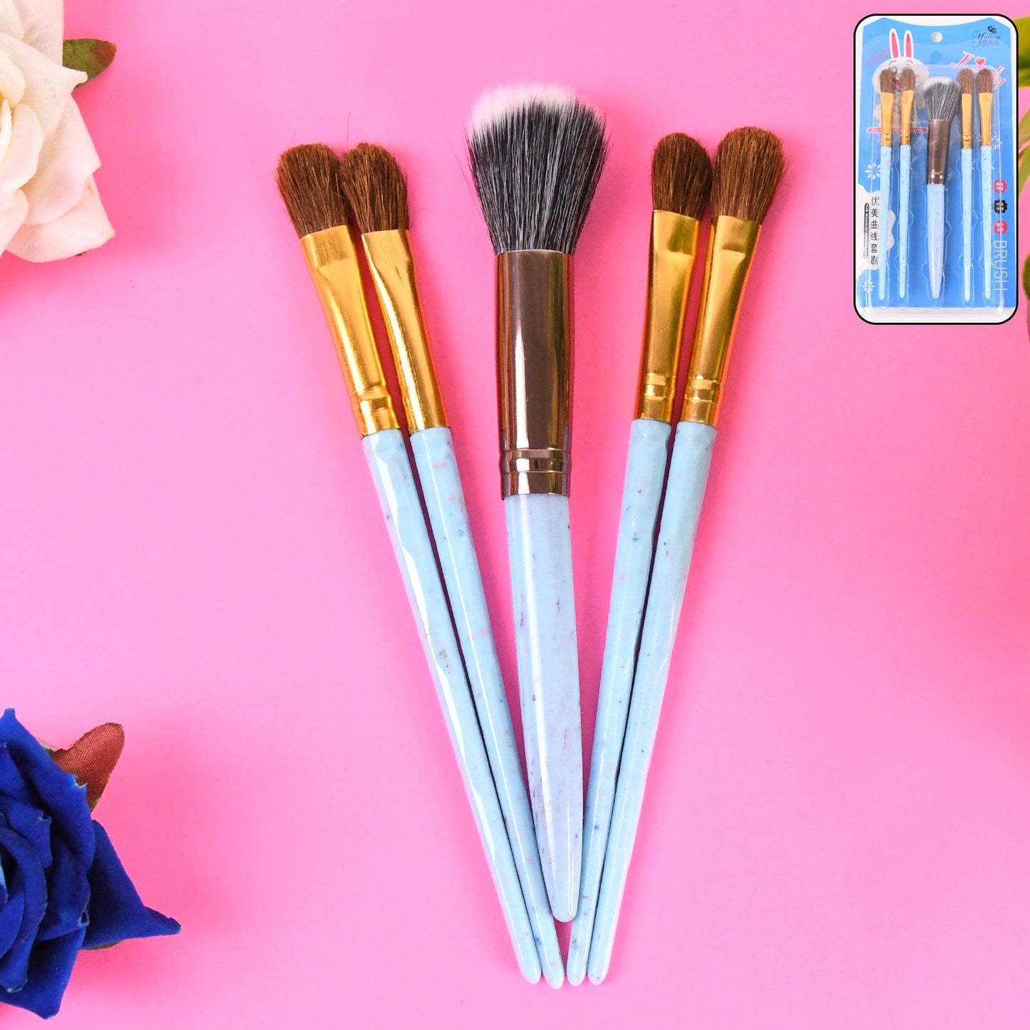 5pc Makeup Brush Tools Kit (5 Pcs Set Mix Color) - Springkart 