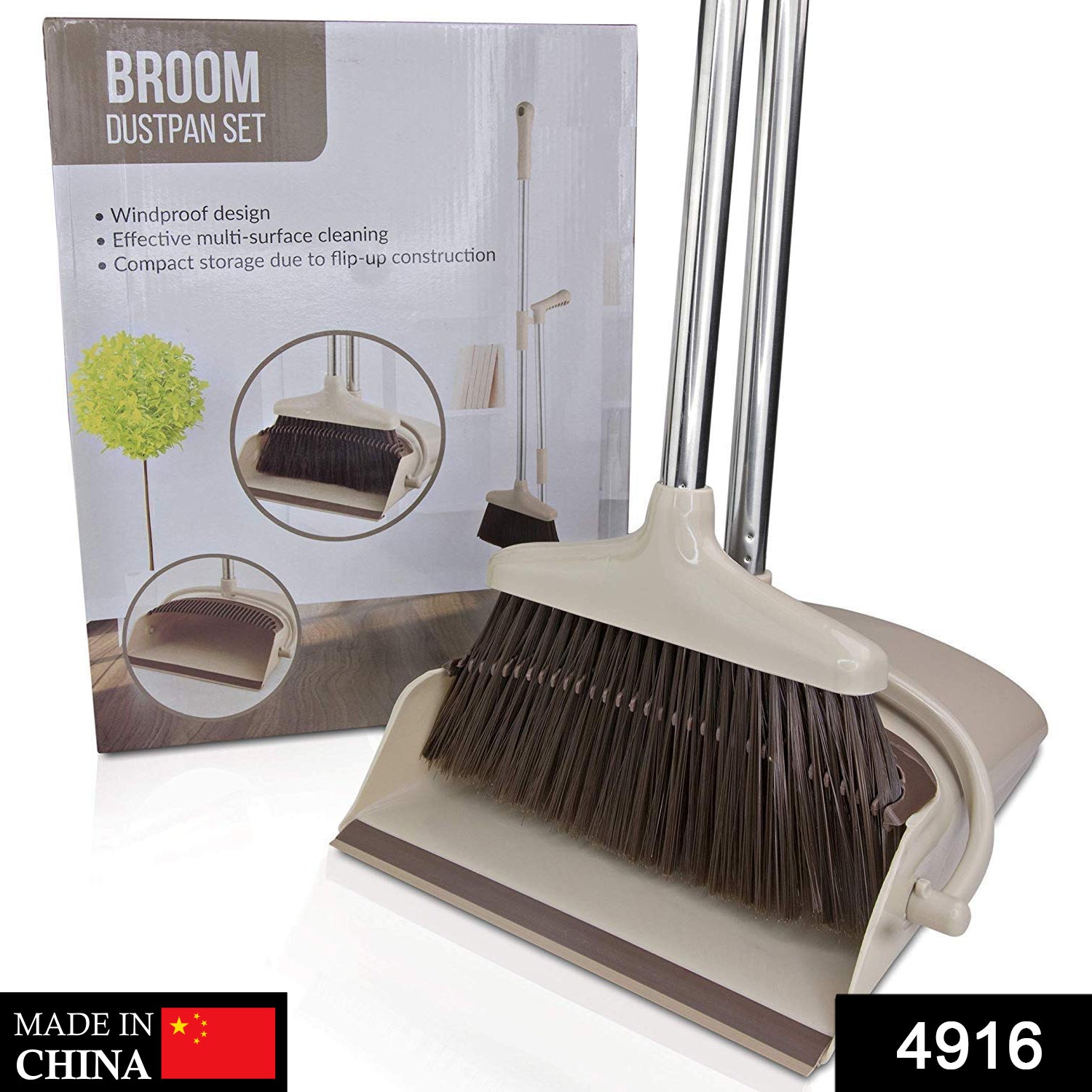 Handle Dustpan and Brush for Sweeping & Cleaning Dust Pan and Broom Handled - Springkart 