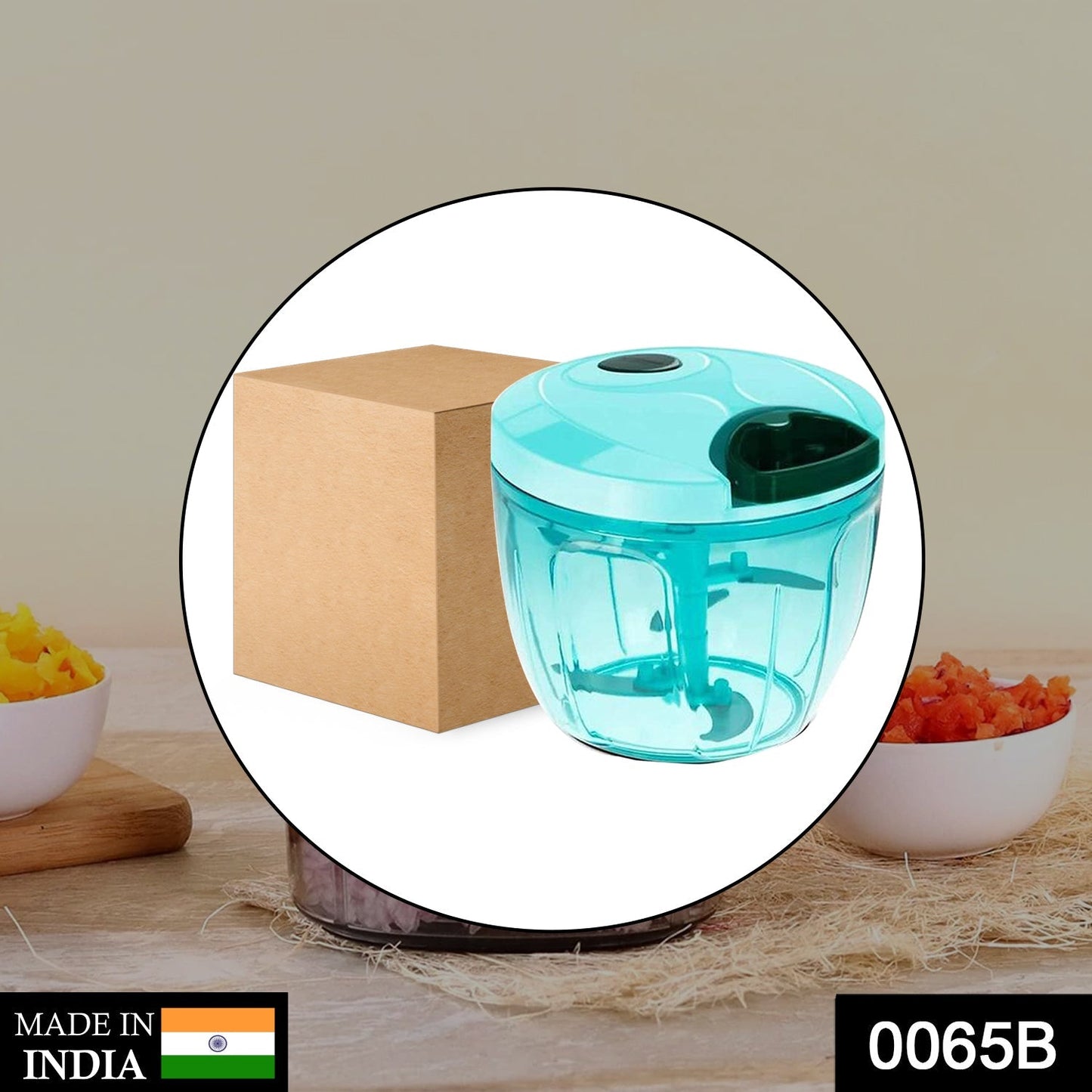 Manual Stainless Steel Compact Extra Sharp Hand Held Vegetable Chopper / Slicer with 5 Blades (750 ml) - Springkart 