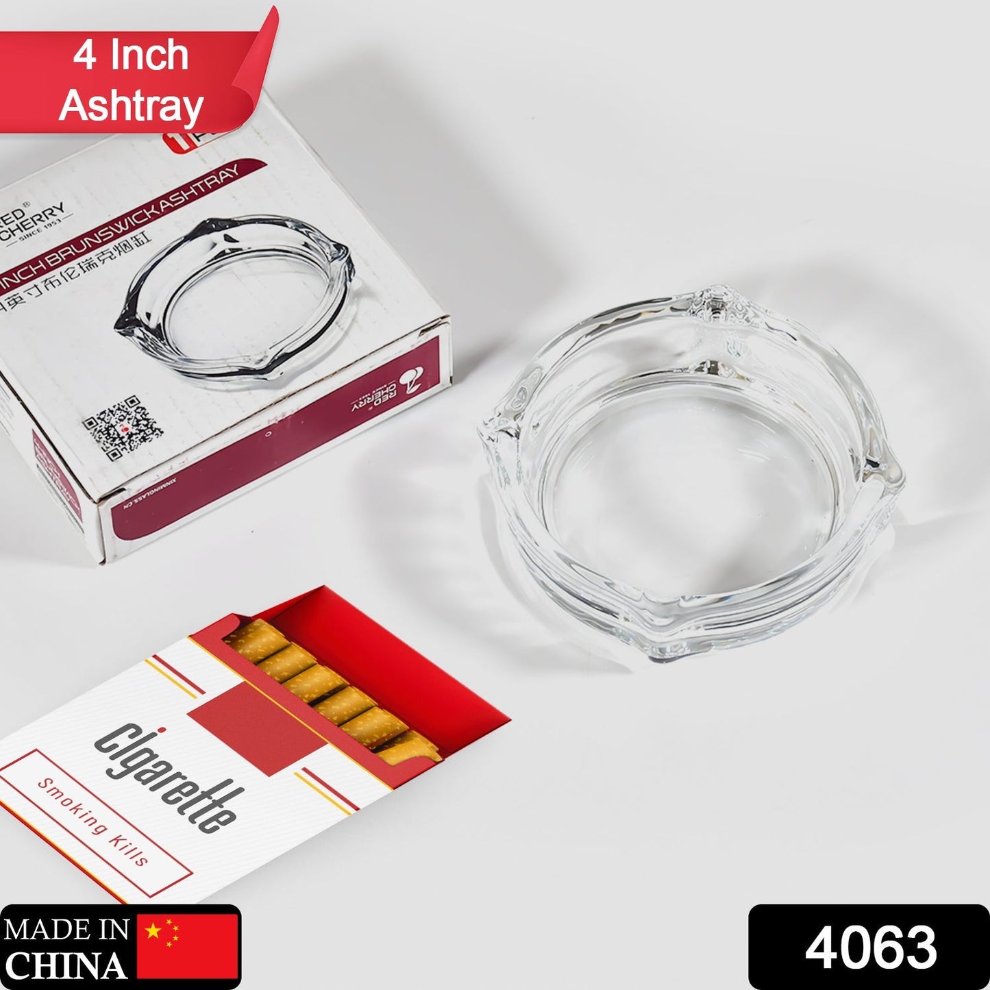 Glass Brunswick Crystal Quality Cigar Cigarette Ashtray Round Tabletop for Home Office Indoor Outdoor Home Decor - Springkart 