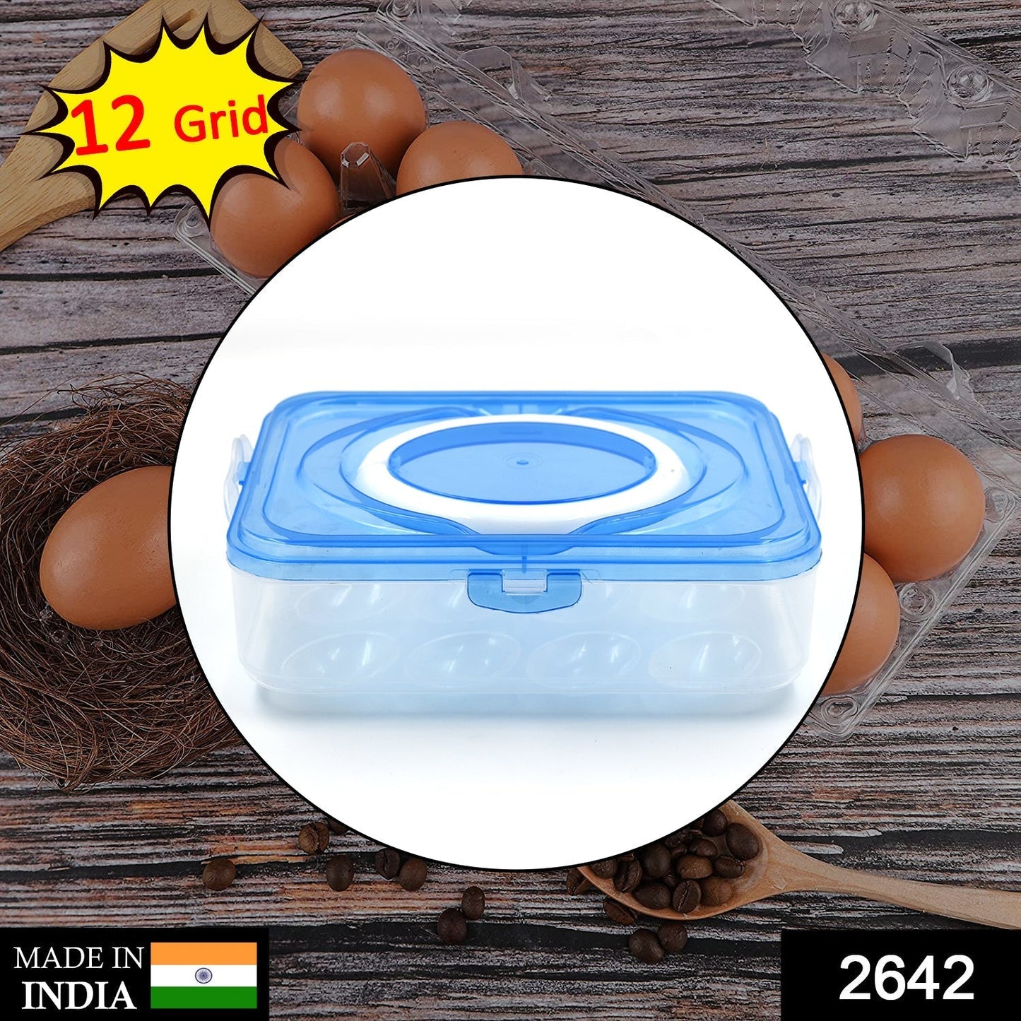 Plastic Kitchen Refrigerator Egg Storage 12 Grid 1 Layer Egg Container - Springkart 