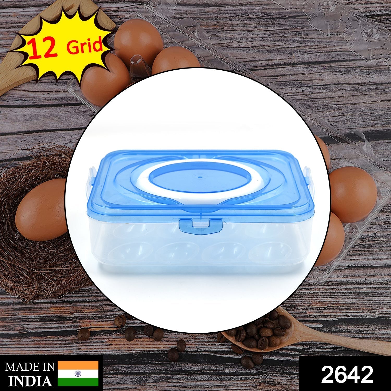 Plastic Kitchen Refrigerator Egg Storage 12 Grid 1 Layer Egg Container - Springkart 