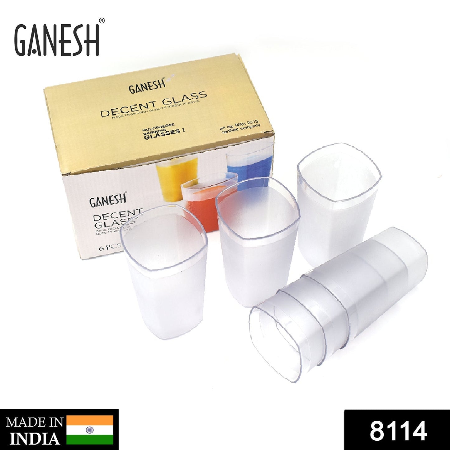 Ganesh Decent Glass, 350ml, Set of 6 - Springkart 
