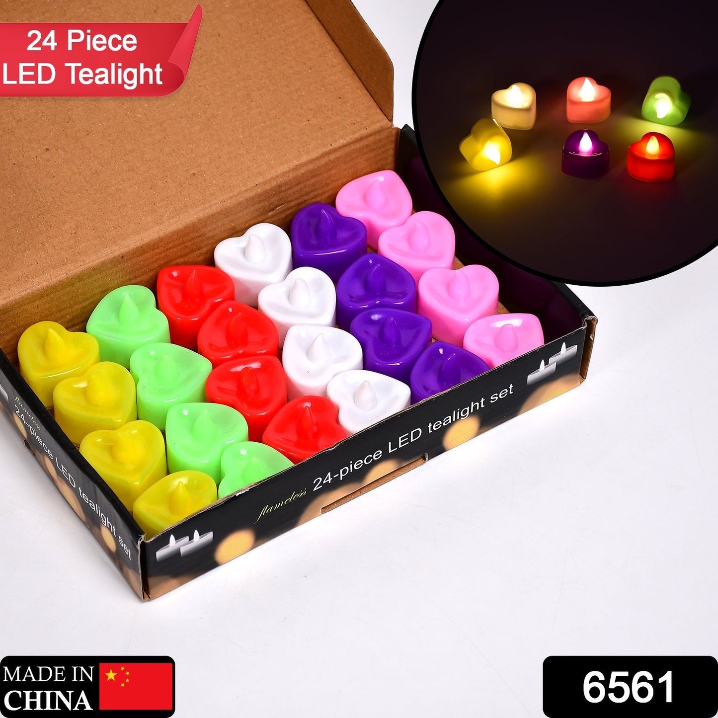 HEART LED FESTIVAL TEALIGHT WITH BATTERY OPERATE ( 24PCS ) - Springkart 