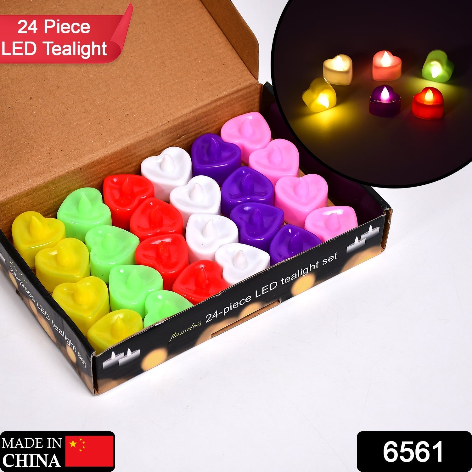 HEART LED FESTIVAL TEALIGHT WITH BATTERY OPERATE ( 24PCS ) - Springkart 