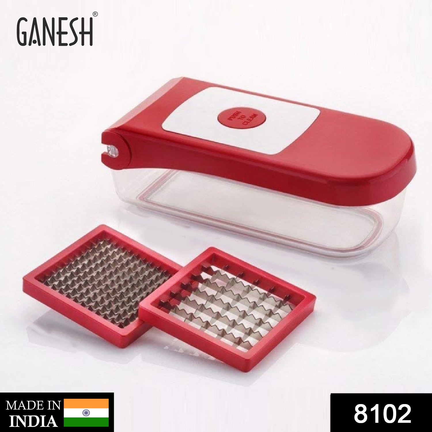 Ganesh Plastic Chopper Vegetable and Fruit Cutter, Red - Springkart 