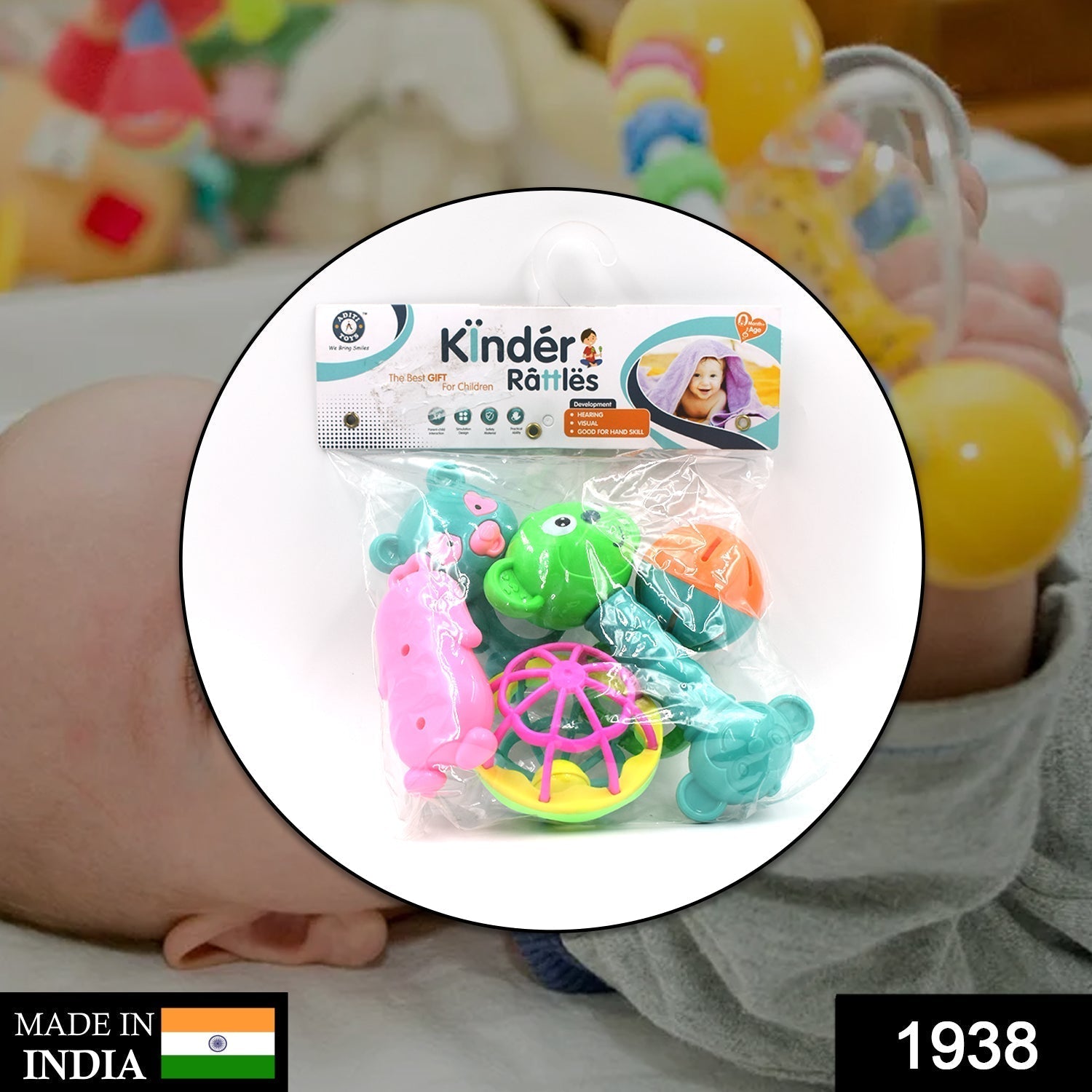 AT38 5Pc Rattles Baby Toy and game for kids and babies for playing and enjoying purposes. - Springkart 
