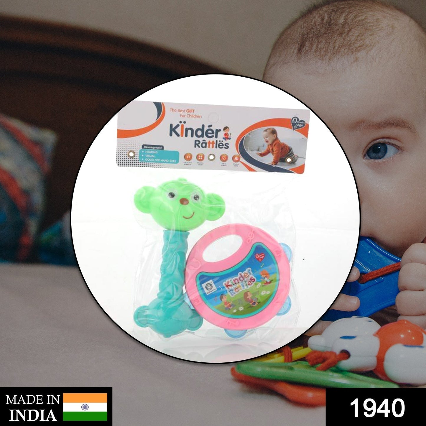 AT40 2Pc Rattles Baby Toy and game for kids and babies for playing and enjoying purposes. - Springkart 