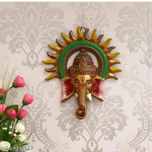 Metal showpiece colourfull ganesh ji wall hanging for puja and showpiece