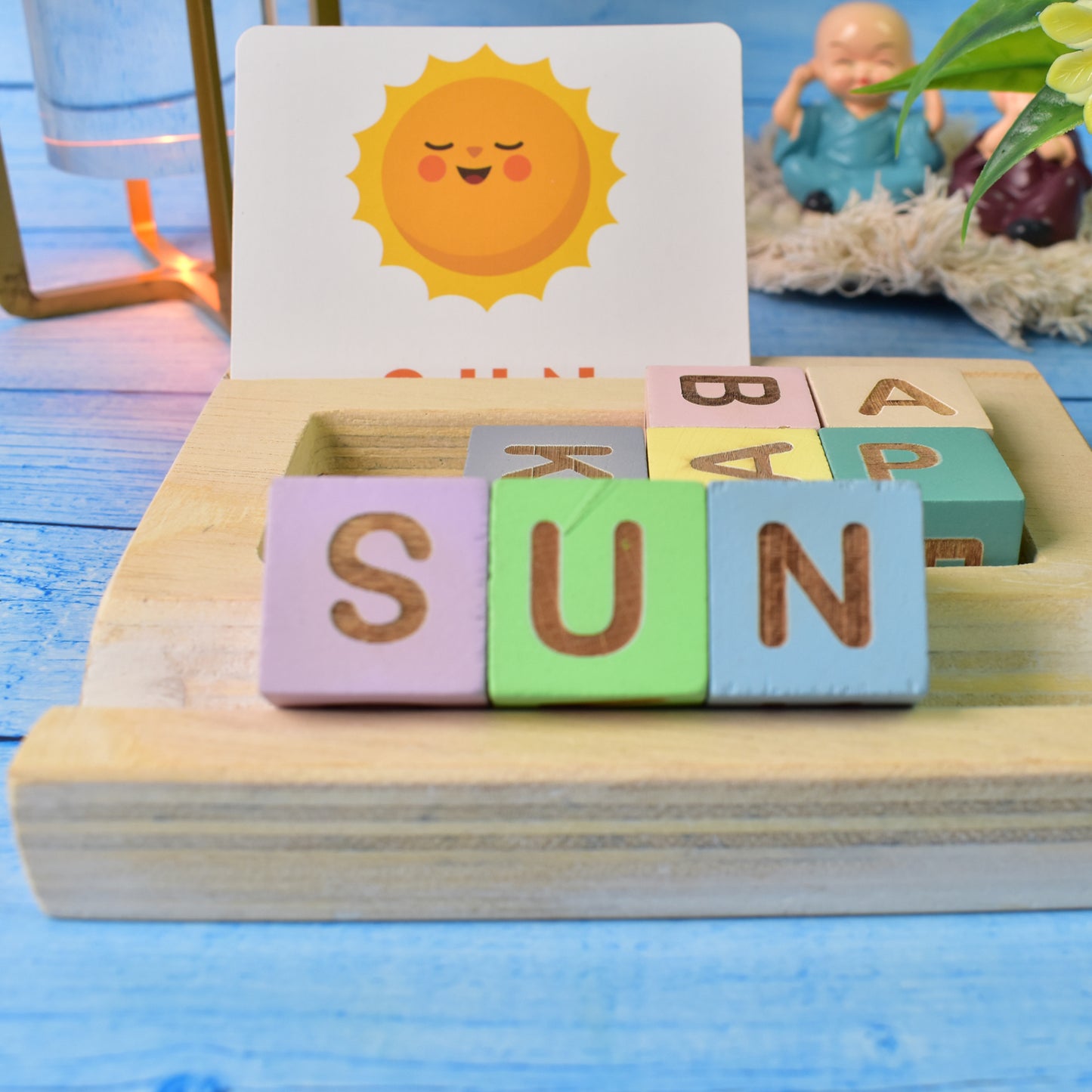 Alphabet Puzzle Spelling Reading Words (26 Flash Cards 8 Woodenblock) - Springkart 