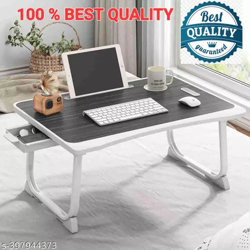 Foldable Wooden Mini Laptop Table for Bed, Study Table with Drawer, Tablet/Mobile Holder for Kids & Adults